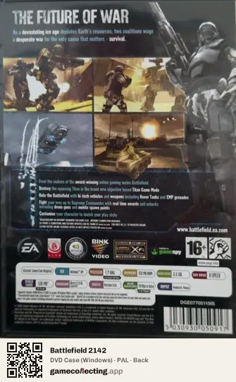 Battlefield 2142 Computer, PAL box back