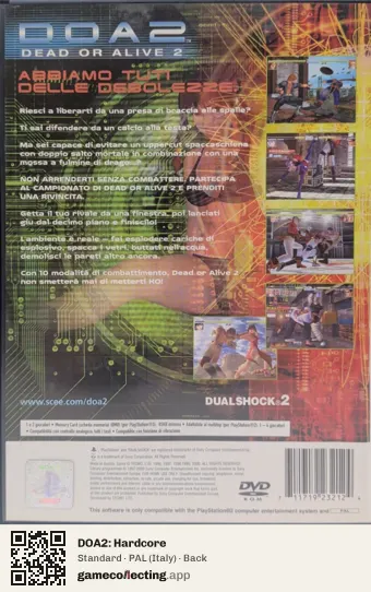 DOA2: Hardcore PlayStation 2, Italy box back