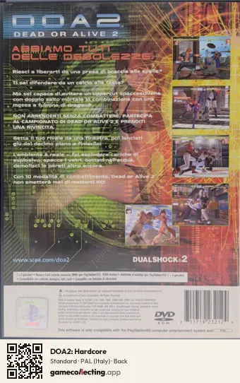 DOA2: Hardcore PlayStation 2, Italy box back