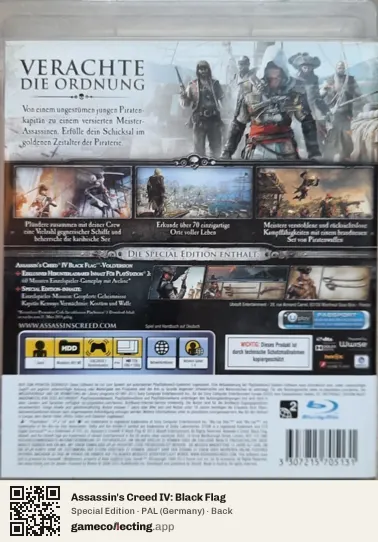 Assassin's Creed IV: Black Flag PlayStation 3, Germany box back