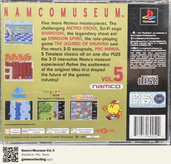 Namco Museum Vol. 5 PlayStation, PAL box back