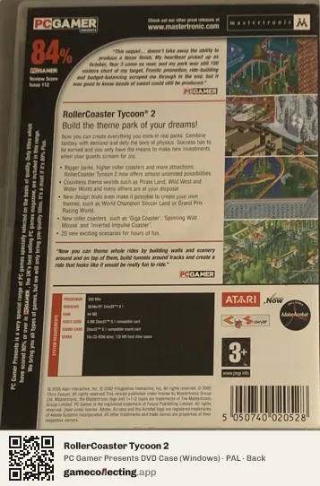 RollerCoaster Tycoon 2 Computer, PAL box back