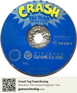 Crash Tag Team Racing Nintendo GameCube, PAL disc