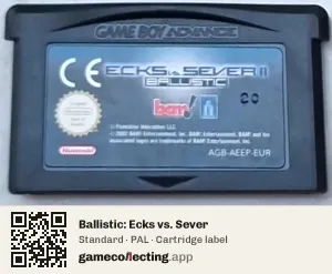 Ballistic: Ecks vs. Sever Game Boy Advance, PAL cartridge label