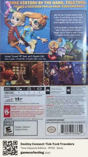 Destiny Connect: Tick-Tock Travelers Nintendo Switch, NTSC box back