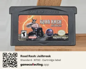 Road Rash: Jailbreak Game Boy Advance, NTSC cartridge label