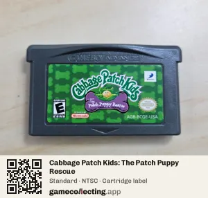 Cabbage Patch Kids: The Patch Puppy Rescue Game Boy Advance, NTSC cartridge label