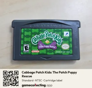 Cabbage Patch Kids: The Patch Puppy Rescue Game Boy Advance, NTSC cartridge label
