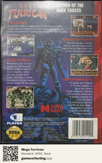 Mega Turrican Sega Mega Drive / Genesis, NTSC box back