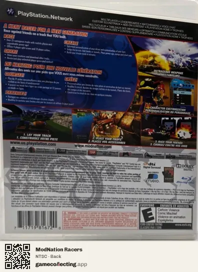 ModNation Racers PlayStation 3, NTSC box back