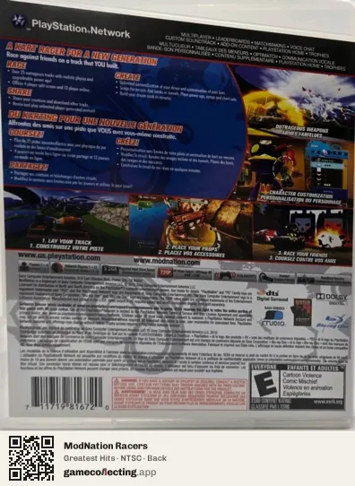 ModNation Racers PlayStation 3, NTSC box back