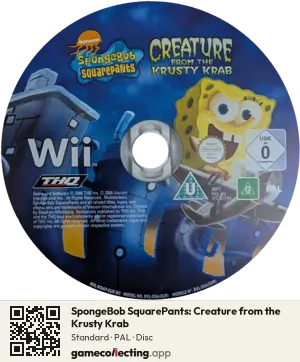 SpongeBob SquarePants: Creature from the Krusty Krab Nintendo Wii, PAL disc