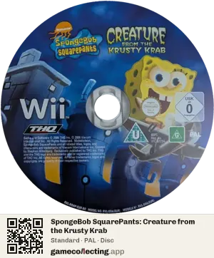 SpongeBob SquarePants: Creature from the Krusty Krab Nintendo Wii, PAL disc