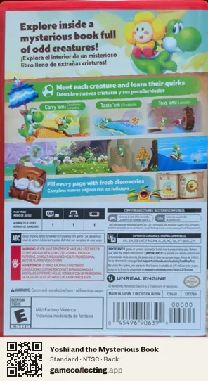 Yoshi and the Mysterious Book Nintendo Switch 2, NTSC box back