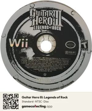 Guitar Hero III: Legends of Rock Nintendo Wii, NTSC disc