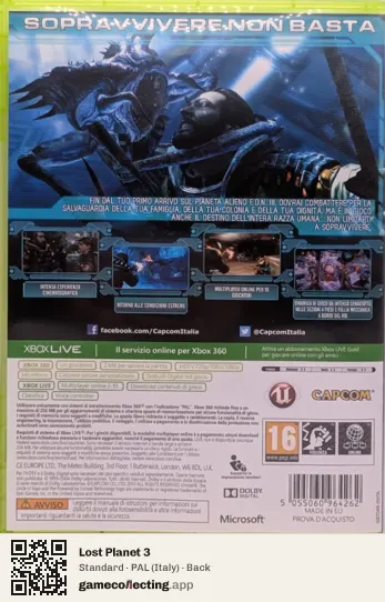 Lost Planet 3 Xbox 360, Italy box back