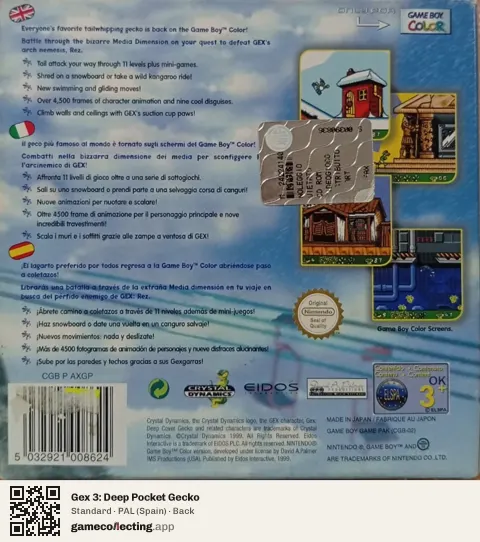 Gex 3: Deep Pocket Gecko Game Boy Color, Spain box back