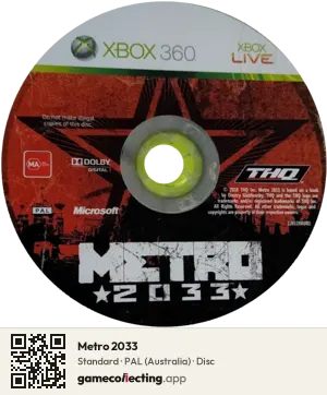 Metro 2033 Xbox 360, PAL disc