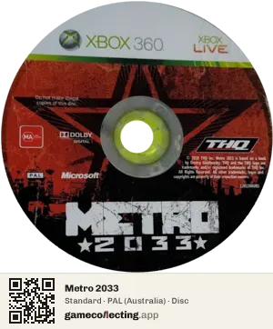 Metro 2033 Xbox 360, PAL disc