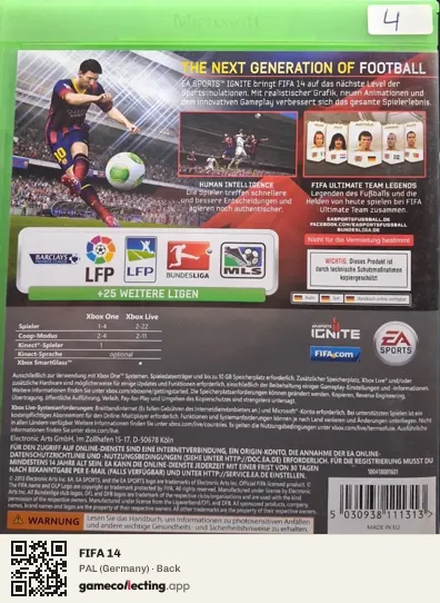 FIFA 14 Xbox One, Germany box back