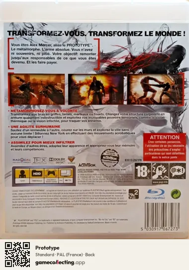 Prototype PlayStation 3, France box back