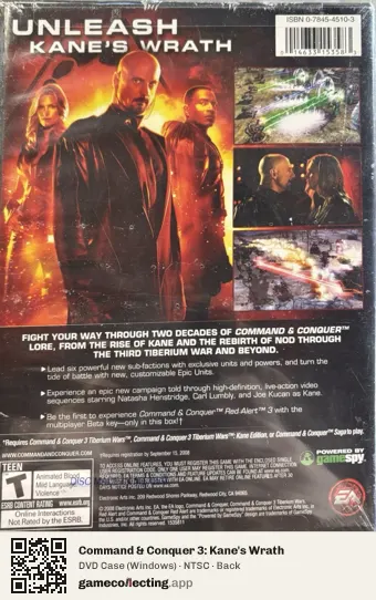 Command & Conquer 3: Kane's Wrath Computer, NTSC box back