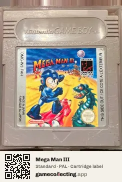 Mega Man III Game Boy, PAL cartridge label