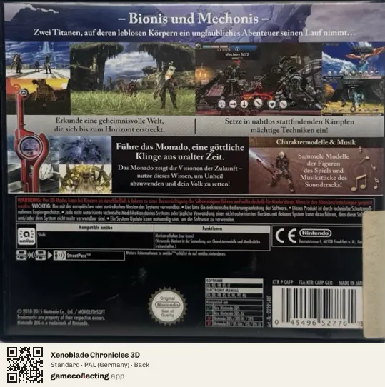 Xenoblade Chronicles 3D Nintendo 3DS, Germany box back