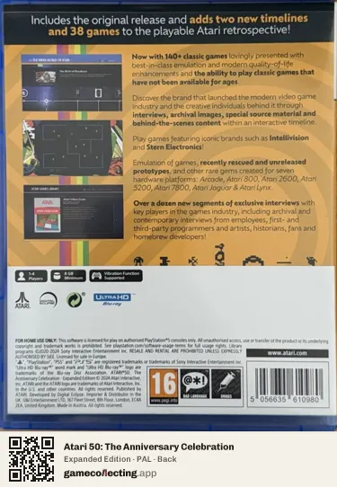 Atari 50: The Anniversary Celebration PlayStation 5, PAL box back