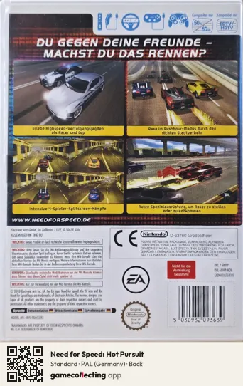 Need for Speed: Hot Pursuit Nintendo Wii, Germany box back