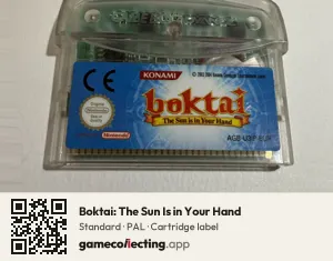 Boktai: The Sun Is in Your Hand Game Boy Advance, PAL cartridge label