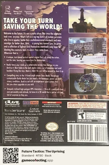 Future Tactics: The Uprising Nintendo GameCube, NTSC box back