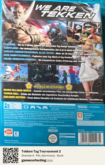 Tekken Tag Tournament 2 Nintendo Wii U, Germany box back