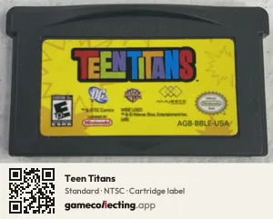 Teen Titans Game Boy Advance, NTSC cartridge label