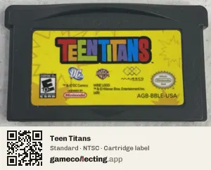 Teen Titans Game Boy Advance, NTSC cartridge label
