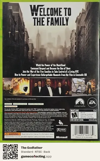 The Godfather Xbox 360, NTSC box back