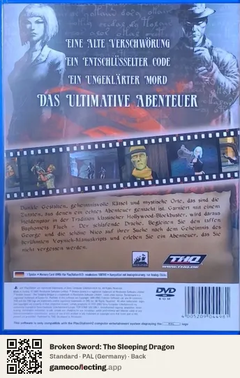 Broken Sword: The Sleeping Dragon PlayStation 2, Germany box back
