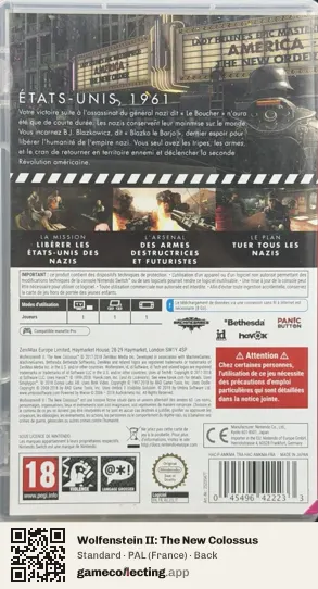 Wolfenstein II: The New Colossus Nintendo Switch, France box back