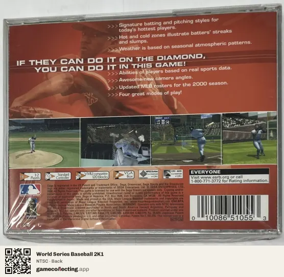 World Series Baseball 2K1 Sega Dreamcast, NTSC box back