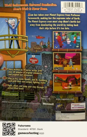Futurama Xbox, NTSC box back