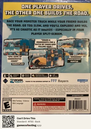 Can't Drive This PlayStation 5, NTSC box back