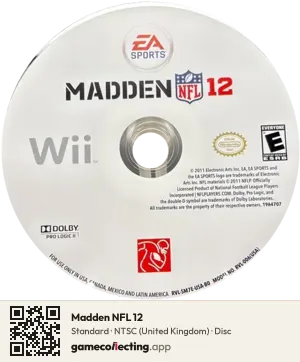 Madden NFL 12 Nintendo Wii, NTSC disc