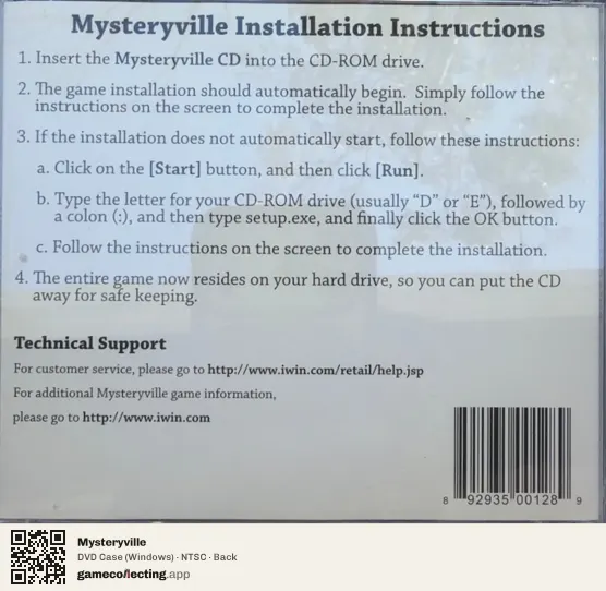 Mysteryville Computer, NTSC box back