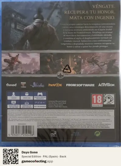 Days Gone PlayStation 4, Spain box back