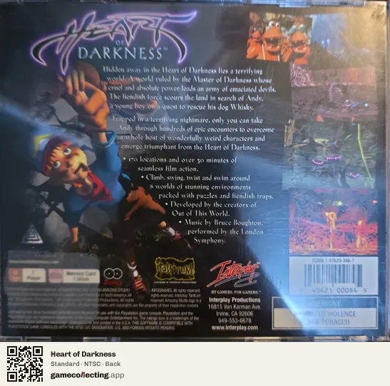 Heart of Darkness PlayStation, NTSC box back