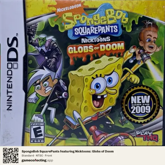 SpongeBob SquarePants featuring Nicktoons: Globs of Doom Nintendo DS, NTSC box front