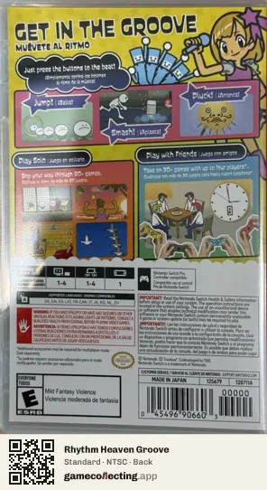 Rhythm Heaven Groove Nintendo Switch, NTSC box back
