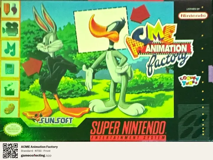 ACME Animation Factory Super Nintendo Entertainment System, NTSC box front