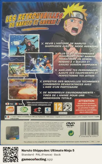 Naruto Shippuden: Ultimate Ninja 5 PlayStation 2, France box back