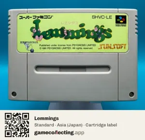 Lemmings Super Nintendo Entertainment System, Asia cartridge label